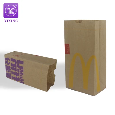 Sacchetto di carta con maniglia fustellata da asporto in carta Kraft all'ingrosso personalizzato per imballaggi fast food