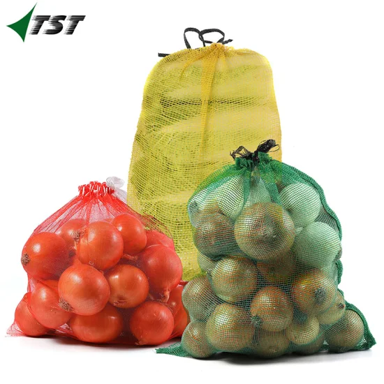 Borsa in plastica intrecciata in PP. Borsa in rete per imballaggio in rete per protezione di frutta e cipolla