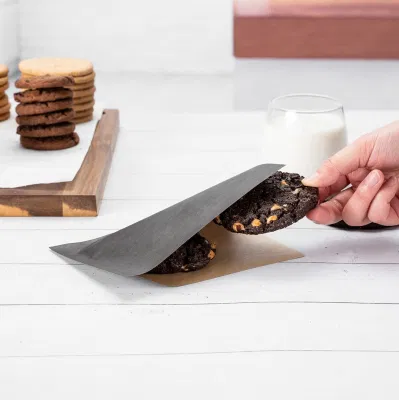 Confezione per alimenti personalizzata con doppio lato aperto oleato, sacchetto di carta kraft marrone con il tuo logo per pane da pasticceria