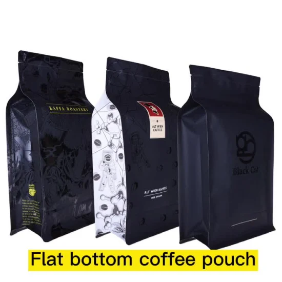 Borsa in alluminio per caffè bio con stampa foderata in lamina di inventario con fabbrica di cerniere in Cina