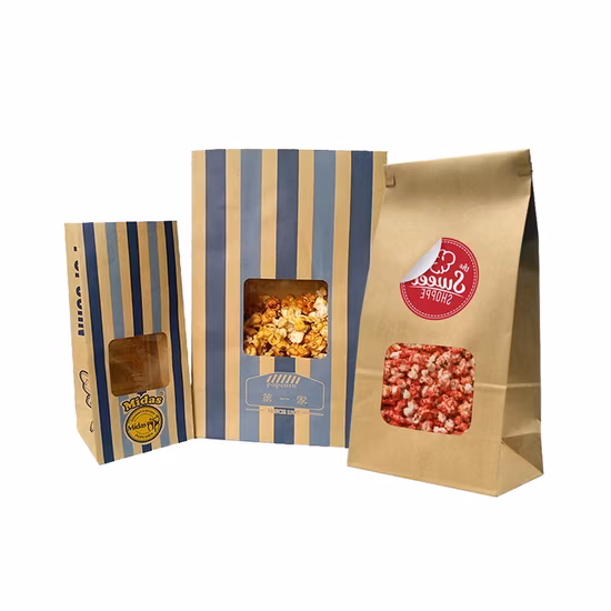 Borse a chiusura lampo in carta Kraft con fodera in polietilene laminato con finestra